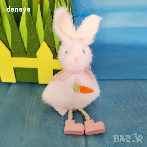 5835 Висяща великденска украса Пухкаво зайче с обувки, снимка 2 - Декорация за дома - 49712617