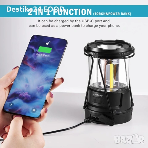 Соларна къмпинг лампа ELUTENG 2в1 с Power Bank 3000 mAh, снимка 3 - Соларни лампи - 53150500