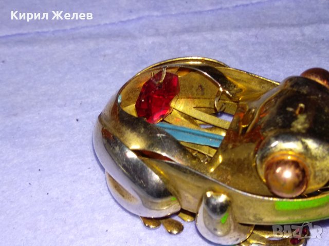 СТАРА ПОЗЛАТЕНА МЕТАЛНА КЪСМЕТЛИЙСКА ЖАБКА - КУТИЙКА За СКЪПОЦЕННОСТИ ФИГУРКА 41330, снимка 6 - Колекции - 43590146