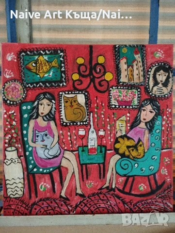 Картина платно маслени акрилни бои размер 42/42, снимка 2 - Картини - 51062865