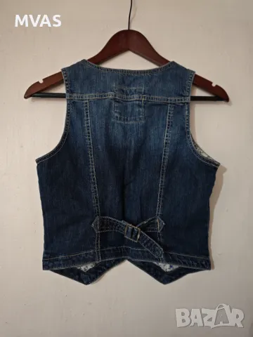 H&m Тъмно синьо дънково елече за момиче, снимка 2 - Детски якета и елеци - 49756075