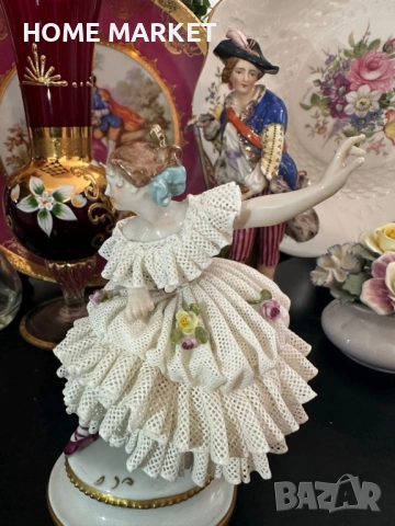 Volkstedt Фолкщед Germany  Curca 1945 (Älteste Volkstedter Porzellanmanufaktur) Dresden Lace , снимка 11 - Антикварни и старинни предмети - 52939094