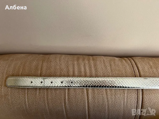 Сребрист колан от естествена змийска кожа, снимка 6 - Колани - 47527396