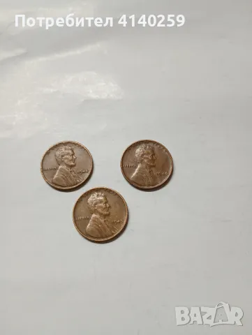 САЩ монети 1 цент 1944 1945 1946 г , снимка 1
