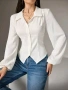 Елегантна дамска бяла пролетно-есенна блуза, снимка 2