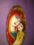 Икона Дева Мария с младенеца върху дърво ръчно рисувана, снимка 7
