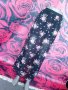 Черна шифон пола с флорални мотиви и цепки С, снимка 4