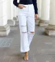 Дамски дънки Pugliesia White Mom Fit с кръпки , снимка 1