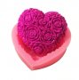 Сърце с рози силиконов молд форма тесто фондан сапун гипс шоколад мъфини калъп, снимка 1 - Форми - 28169621