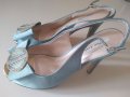Сини официални сатенени обувки 37, снимка 1 - Дамски елегантни обувки - 40727857