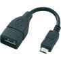 Кабел Micro USB - USB OTG женско On-The-Go  M/F -0.10 m Преходник, снимка 1 - USB кабели - 7580747