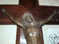 ДЪРВЕН КРИСТ С ХРИСТОС МЕД МЕСИНГ ОТ ФРАНЦИЯ 0312231445, снимка 4