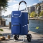 Сгъваема пазарска количка 56 литра Troll03Blue – лека, водоустойчива и стабилна, снимка 2