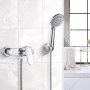 Solepearl Хромиран стенен душ смесител с месингов ръчен душ кран, изход G1/2", снимка 5