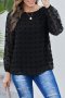 Дамска блуза в черно с дълъг ръкав и принт на точки, снимка 1 - Блузи с дълъг ръкав и пуловери - 43503314