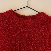 H&M Червен пуловер XS размер с нишки❤️❤️❤️❤️❤️ , снимка 4 - Блузи с дълъг ръкав и пуловери - 43714861
