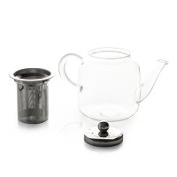 Огнеупорен стъклен чайник с цедка Luigi Ferrero, снимка 2 - Аксесоари за кухня - 43199559