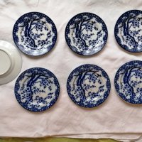 💕🧸🎁Десертни чинии порцелан, 12 бр., в стила на уникалните японски сервизи за чай "Синя череша", снимка 1 - Прибори за хранене, готвене и сервиране - 43900021