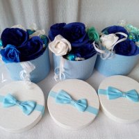Налични кутии с рози и бонбони в синьо, снимка 3 - Декорация за дома - 33144367
