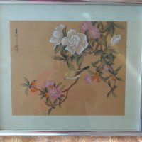 Уникална японска картина.Рисунка върху плат, снимка 1 - Картини - 40047661