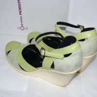 Roberta обувки, платформа 7см, светло зелен естествен велур – 37 номер, 24.5см, снимка 7 - Дамски ежедневни обувки - 28761721