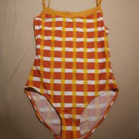 Нов цял бански 38 M номер оранжево и жълто на квадратчета, снимка 1 - Бански костюми - 33510793