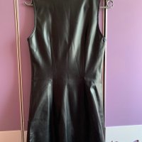 Черна кожена рокля , снимка 2 - Рокли - 36750818