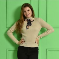 Сладурска блуза в бежово, универсален размер, снимка 4 - Блузи с дълъг ръкав и пуловери - 26715033