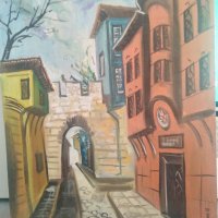 Голяма картина Стария град Пловдив 95см , снимка 3 - Картини - 43339554