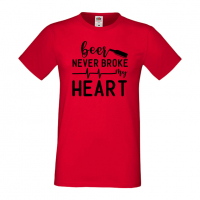 Мъжка тениска, Beer Never Broke My Heart,Бира,Бирфест,Beerfest,Подарък,Изненада,Рожден Ден, снимка 3 - Тениски - 36376815