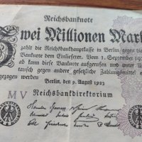 Райх банкнота - Германия - 2 милиона марки 1923 година - 23622, снимка 2 - Нумизматика и бонистика - 33373497
