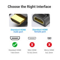 Адаптер HDMI прав ъгъл 90 градуса M/F - Vention-AIOB0, снимка 8 - Кабели и адаптери - 43022694