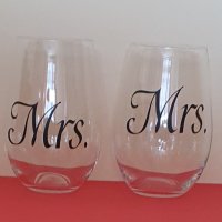 Декорирани стъклени чаши  Mrs., снимка 2 - Декорация за дома - 43983395