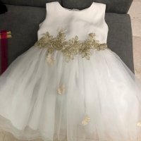 Рокля за принцеса, бяла със златна 3D бродерия, снимка 4 - Детски рокли и поли - 40828777