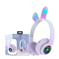 Безжични Детски слушалки Заешки уши Rabbit Headphones PM-08, снимка 4 - Безжични слушалки - 43514700