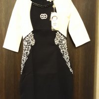 Маркова рокля POP ELITE , Италия , чисто нова с етикета, №38 , с орнаменти , камъни , апликации , снимка 2 - Рокли - 37415500
