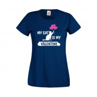 Дамска тениска Свети Валентин My Cat Is My Valentine 2, снимка 5 - Тениски - 35648328