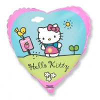 Hello Kitty Кити сърце фолио фолиев балон хелий и въздух парти рожден ден