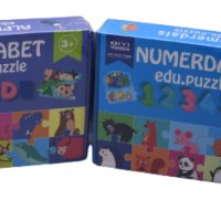 Дървени пъзели 2 модела - азбука и математика , снимка 1 - Образователни игри - 34985335
