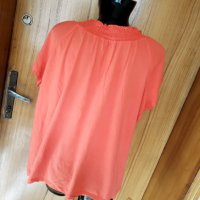 Оранжева тениска широк модел с дантела на деколтето 2ХЛ, снимка 3 - Тениски - 32985669