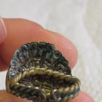Старинен пръстен от бронз с голям камък и естествена патина за колекционери и ценители , снимка 4 - Пръстени - 33387591