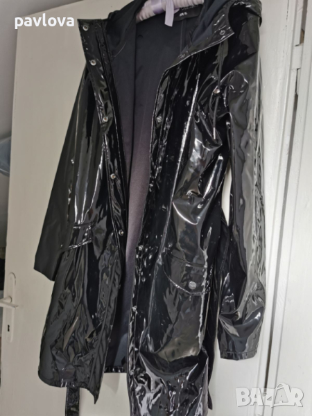 Кожен лак дъждобран яке тренч, снимка 1