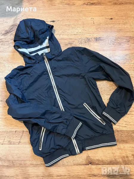 12-13г. H@M Тъмносиньо шушляково яке за момче с  качулка и памучна подплата , снимка 1