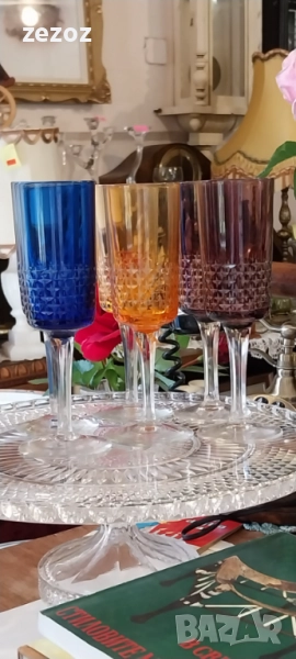 Цветни ретро стълкени чаши чаши, снимка 1