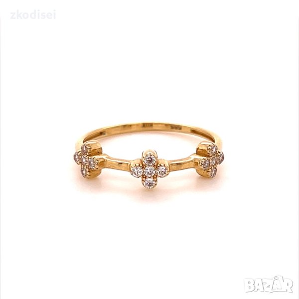 Златен дамски пръстен 1,42гр. размер:57 14кр. проба:585 модел:16484-5, снимка 1