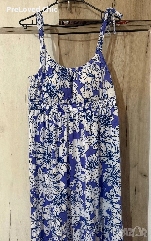 Синя дълга рокля , снимка 1