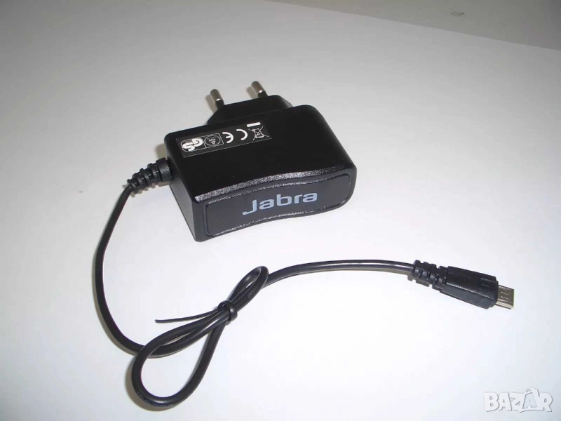 Зарядно устройство Jabra, 220V - Micro USB, 30 см, Черно, снимка 1