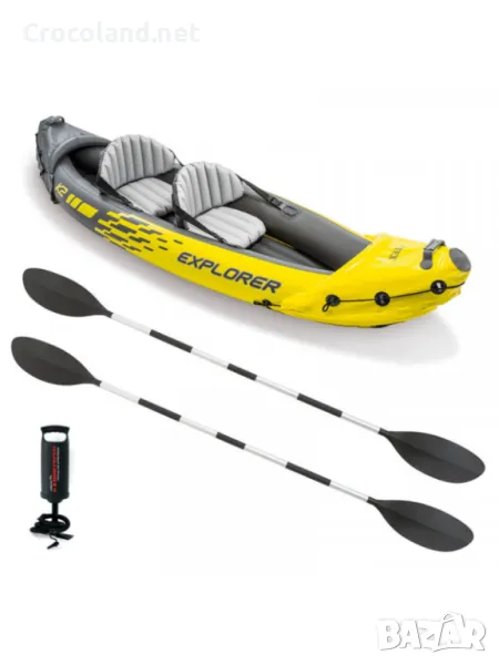 Надуваме каяк комплект Intex Explorer K2, двоен, PVC, 312 см, жълт, снимка 1