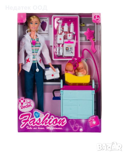 Детска играчка, кукла, педиатър с 2 бебета, снимка 1