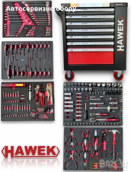 Шкаф / Количка с инструменти 261 части HAWEK, снимка 1